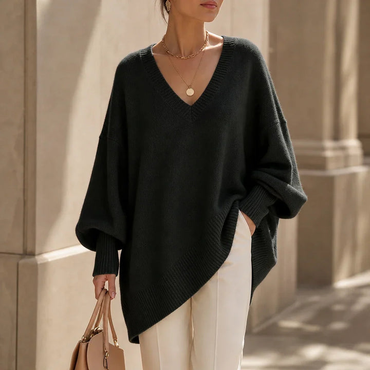 Women's Oversized V-Neck Knit Jumper