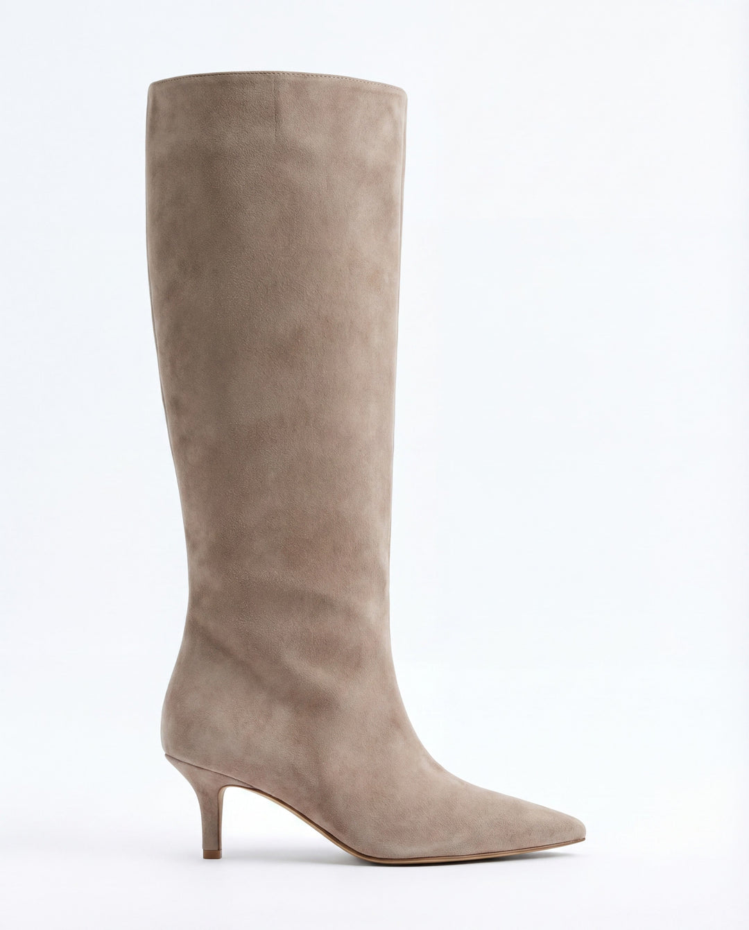 Women's Suede Pointed-Toe Knee-High Heeled Boots
