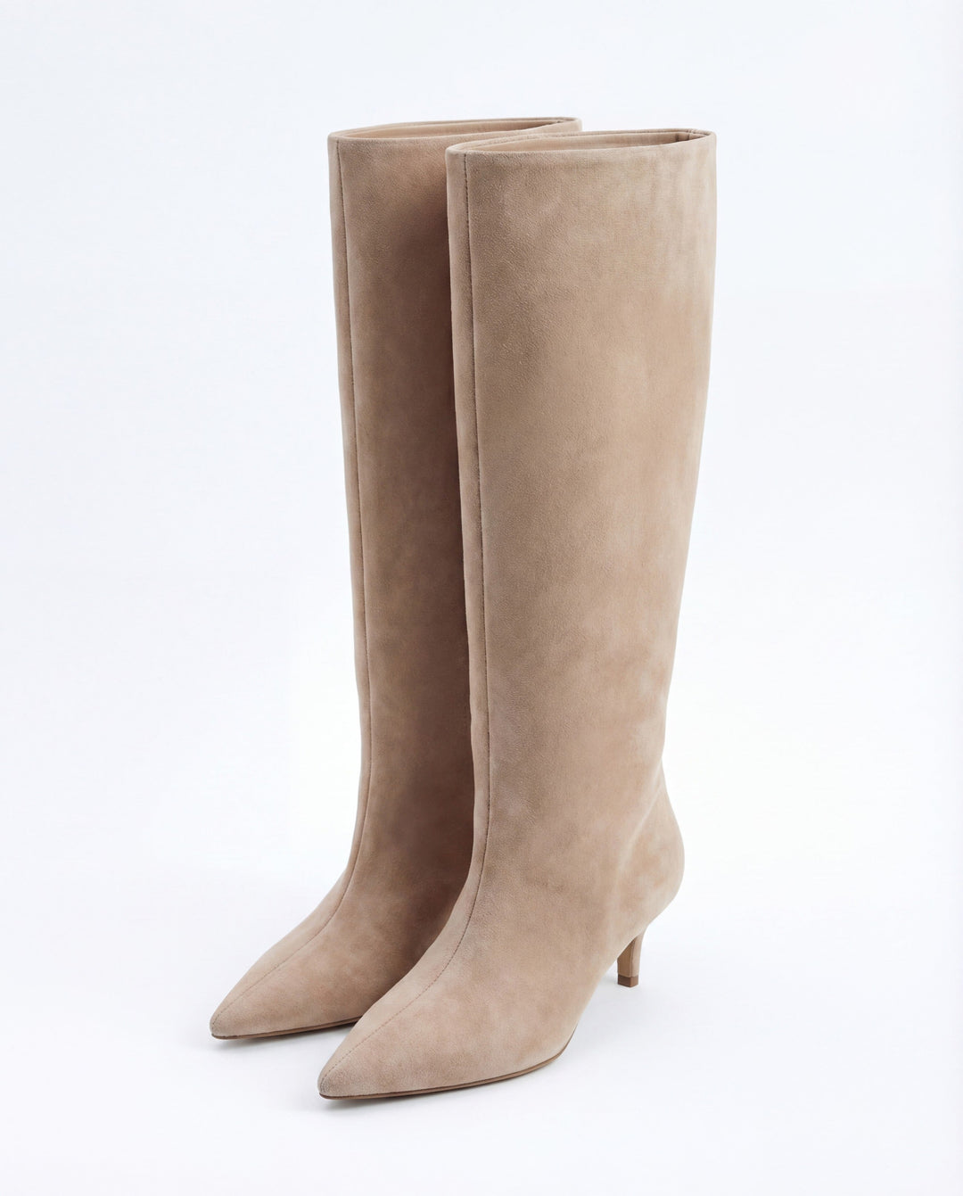 Women's Suede Pointed-Toe Knee-High Heeled Boots