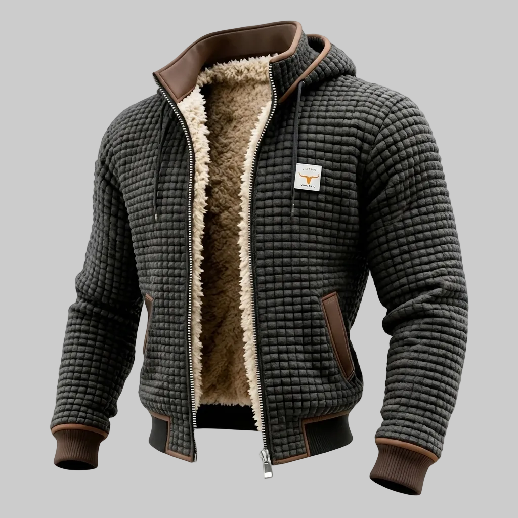 Retro Honeycomb Hooded Zip Jacket