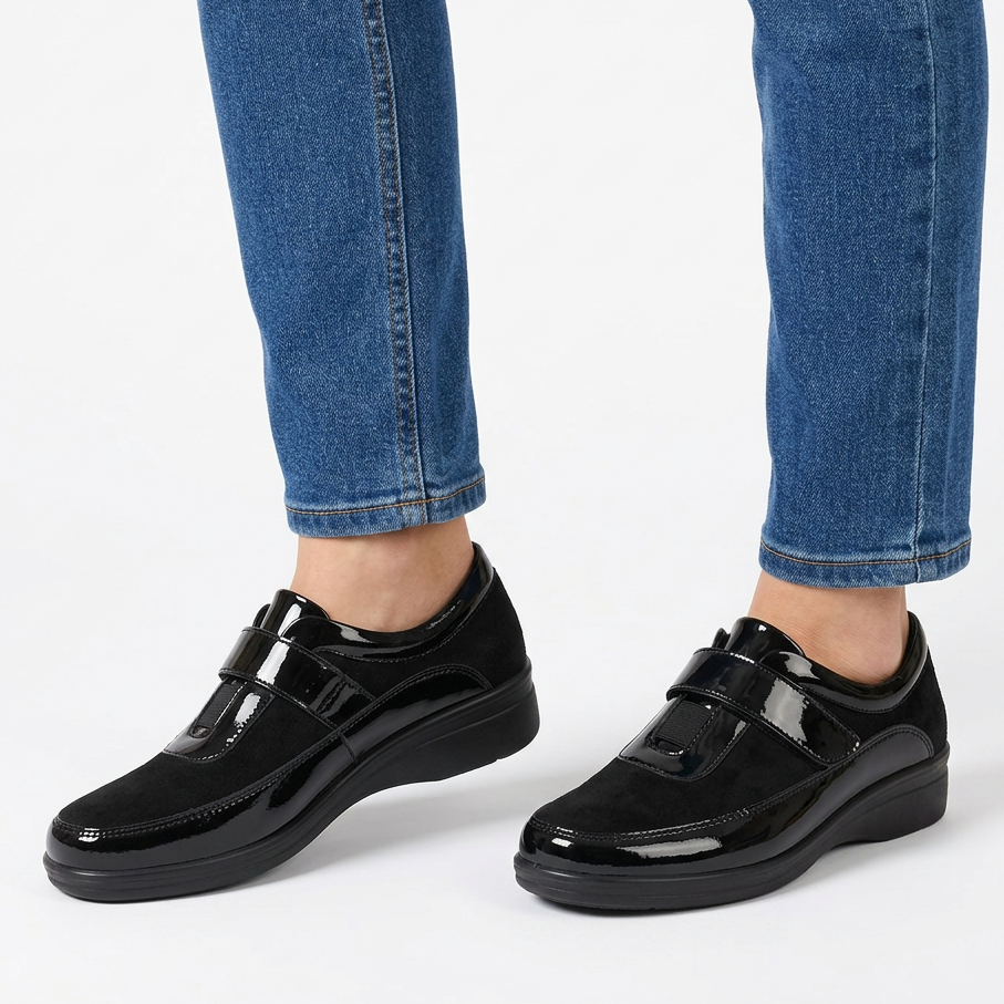 Leather-Effect Loafers with Velcro Strap