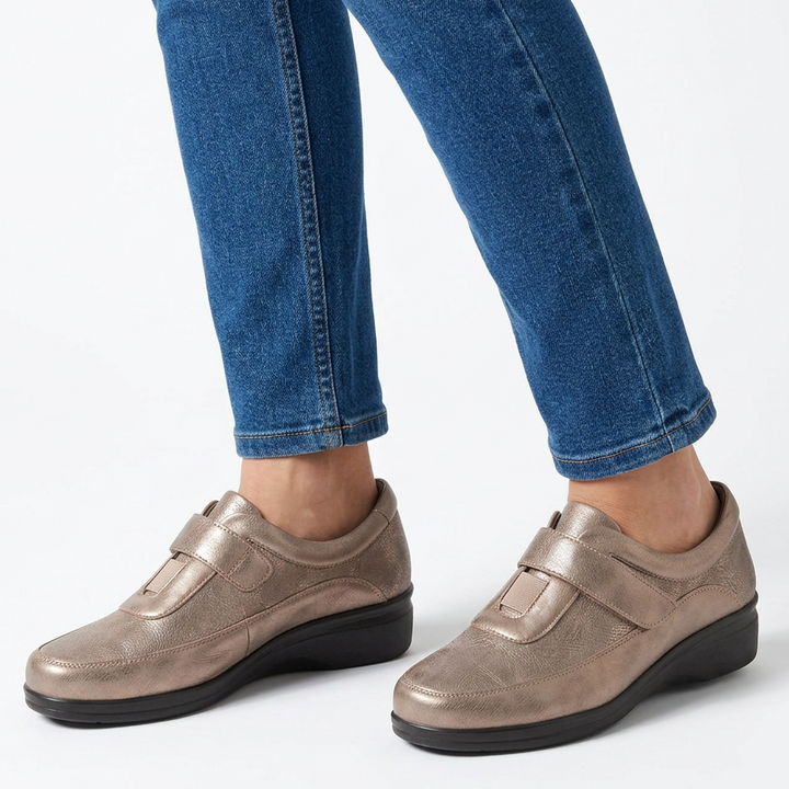 Leather-Effect Loafers with Velcro Strap