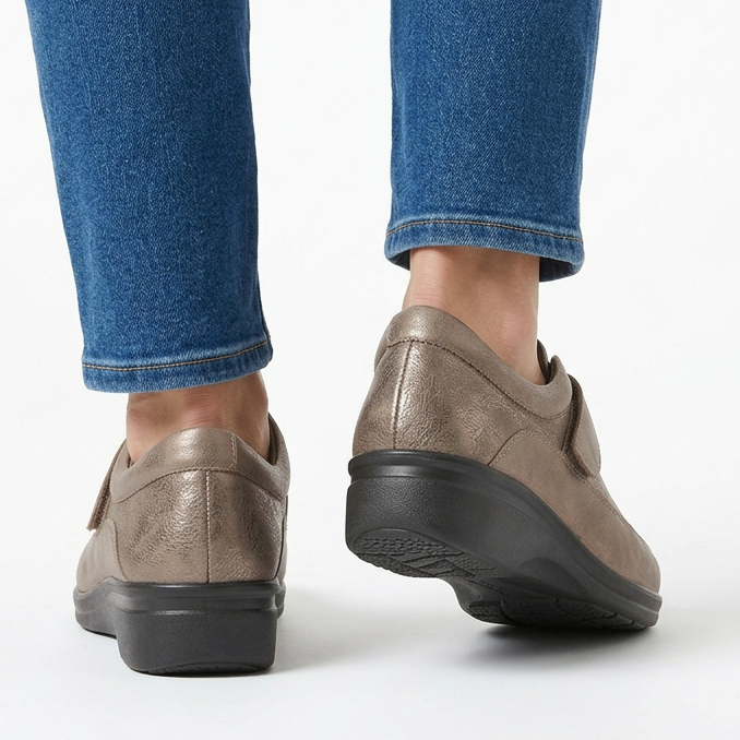 Leather-Effect Loafers with Velcro Strap