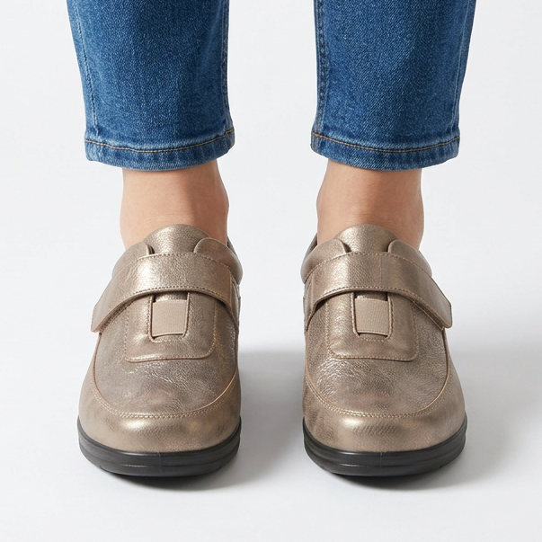Leather-Effect Loafers with Velcro Strap