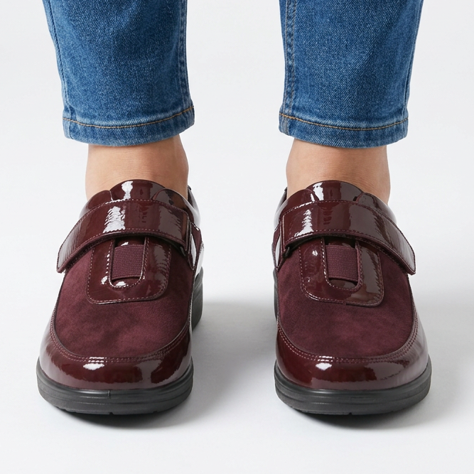 Leather-Effect Loafers with Velcro Strap