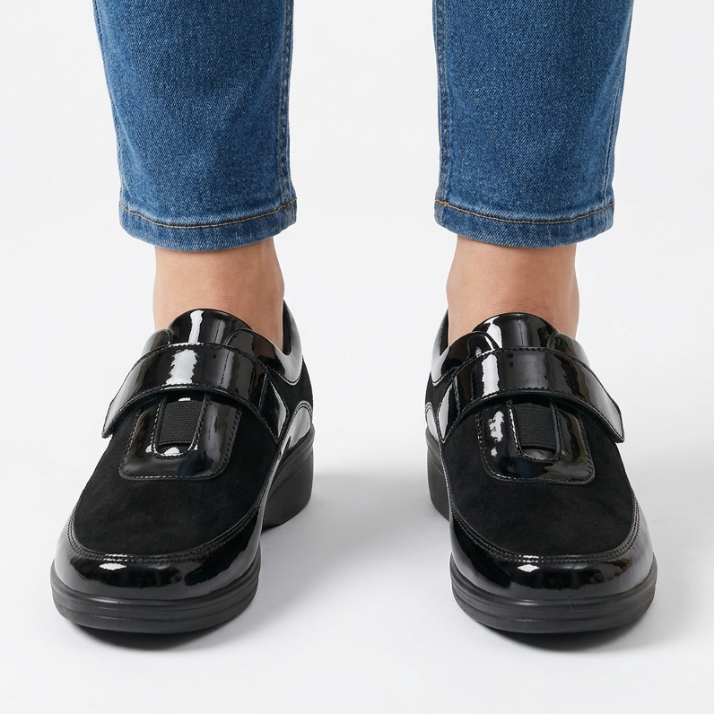 Leather-Effect Loafers with Velcro Strap