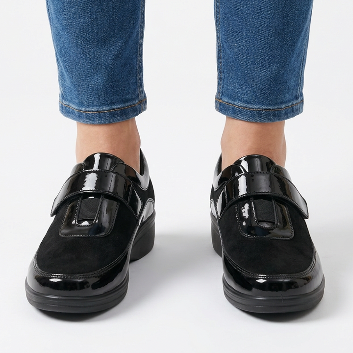 Leather-Effect Loafers with Velcro Strap