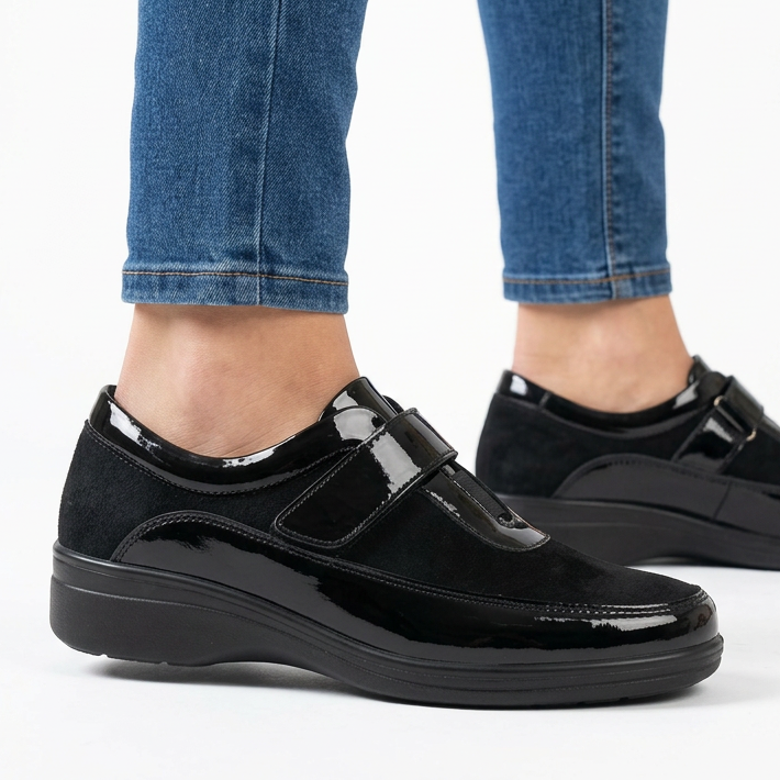 Leather-Effect Loafers with Velcro Strap