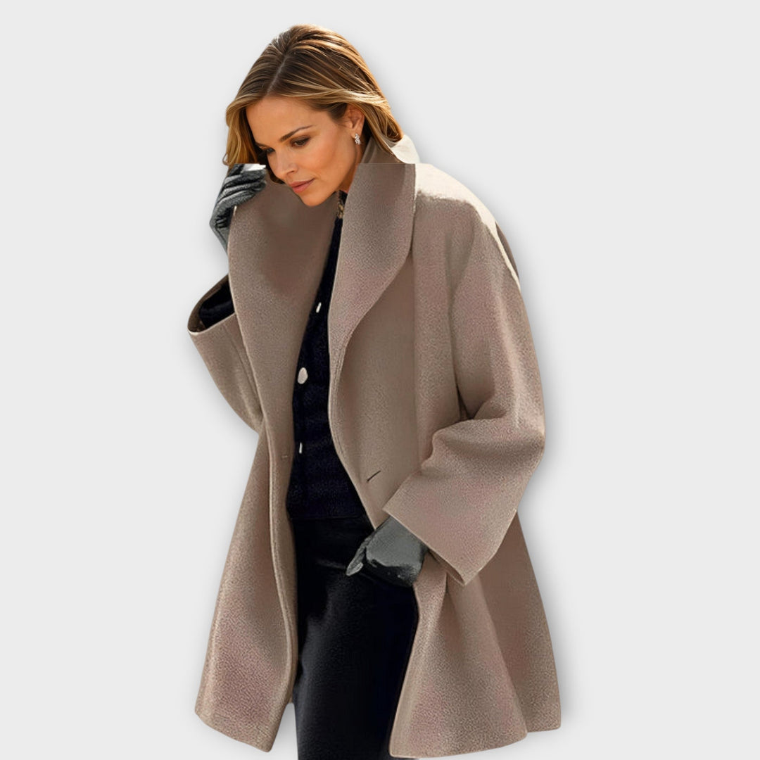 Relaxed Fit Windproof Coat with Oversized Collar and Minimalist Design