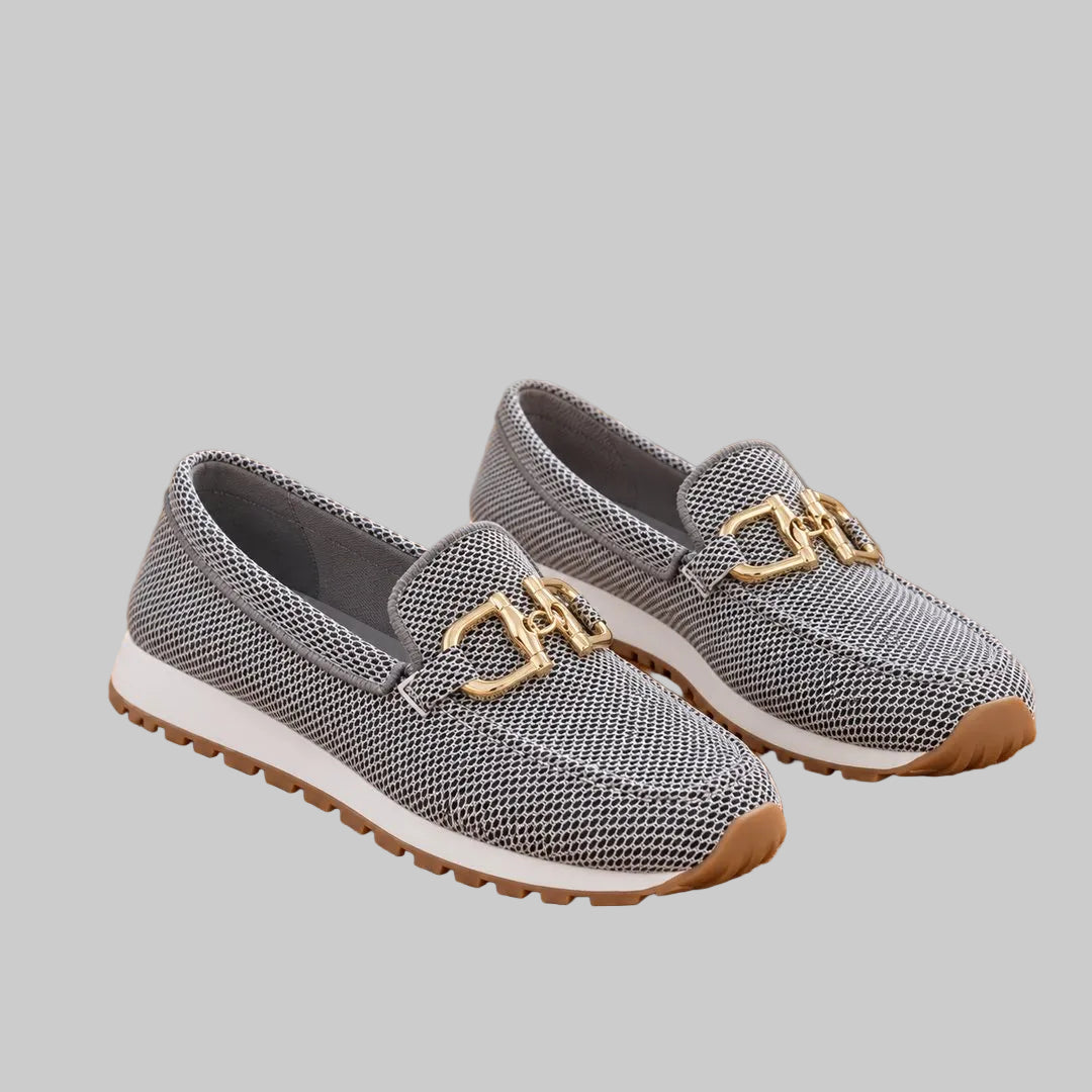 Gold Buckle Knit Loafer Trainers