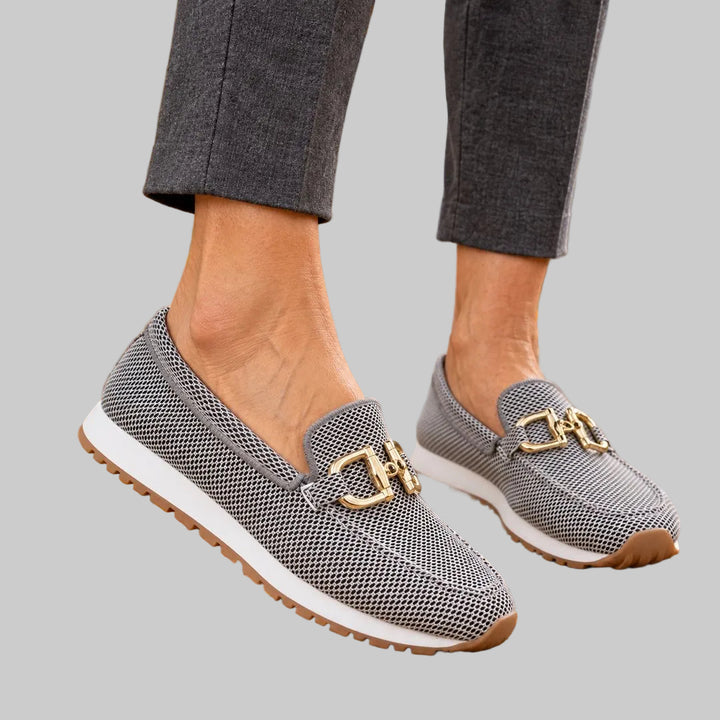 Gold Buckle Knit Loafer Trainers
