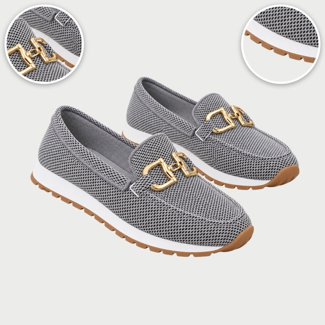 Gold Buckle Knit Loafer Trainers