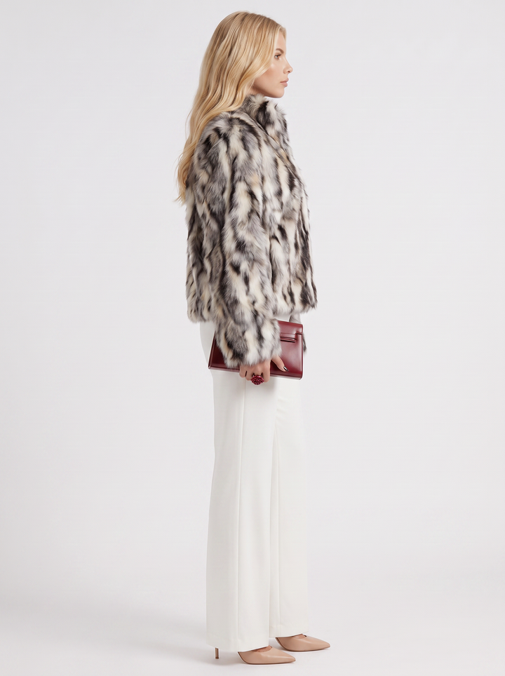 Women's Faux Fur Shawl Collar Cropped Coat