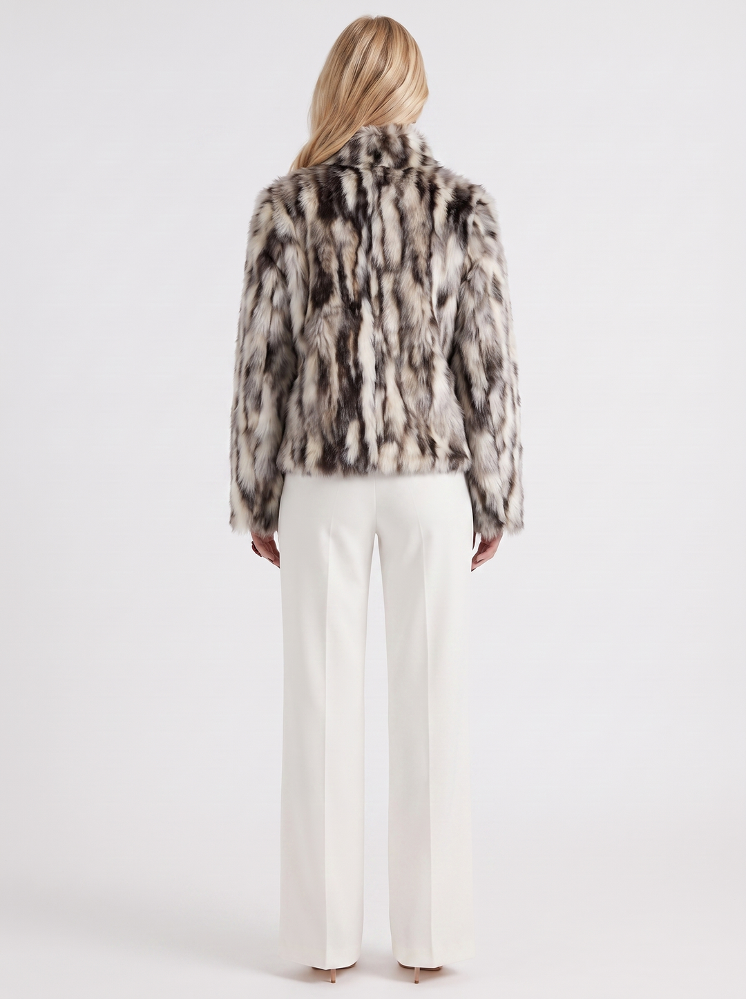 Women's Faux Fur Shawl Collar Cropped Coat