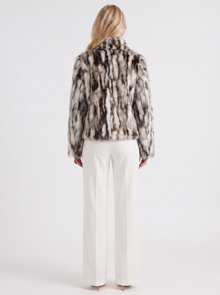Women's Faux Fur Shawl Collar Cropped Coat