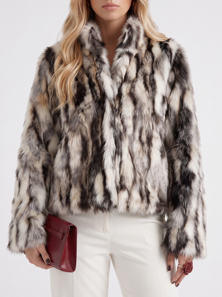 Women's Faux Fur Shawl Collar Cropped Coat