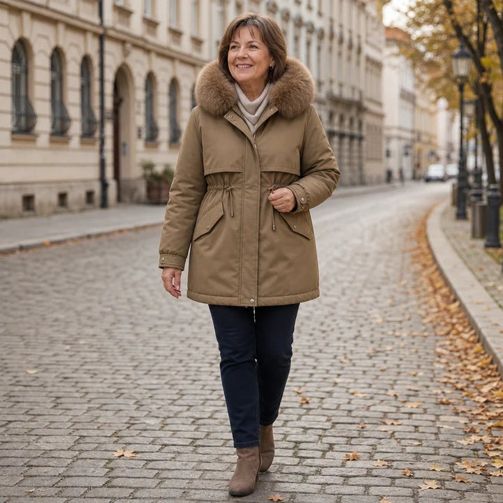 Women's Plush-Lined Hooded Mid-Length Parka