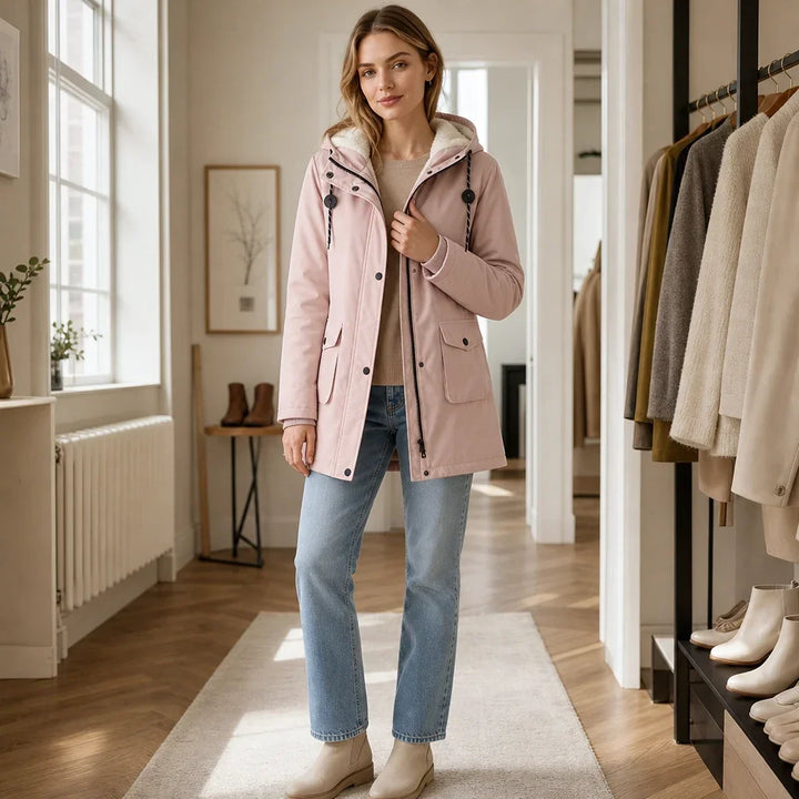 Women's Long Hooded Lined Parka Coat