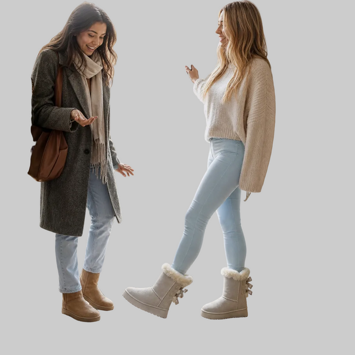 Plush-Lined Platform Winter Boots with Bow Detail