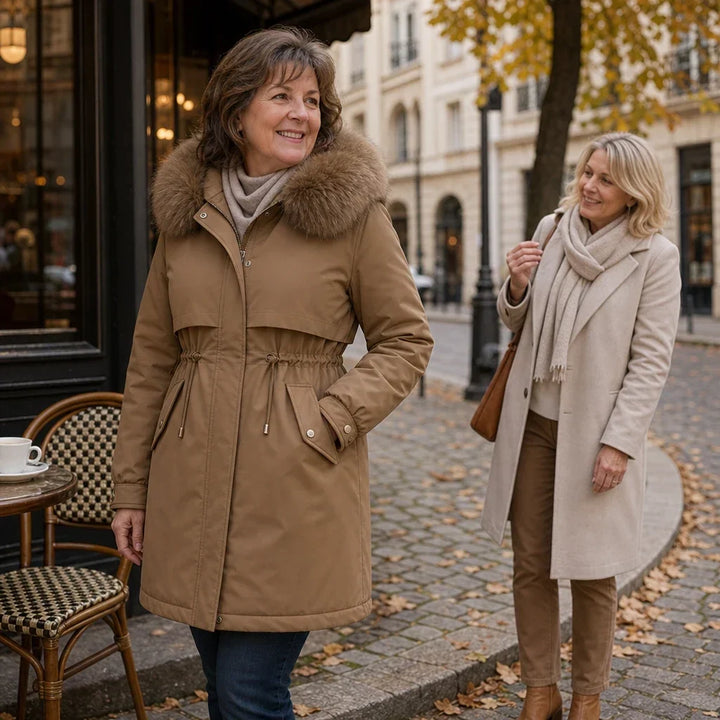 Women's Plush-Lined Hooded Mid-Length Parka