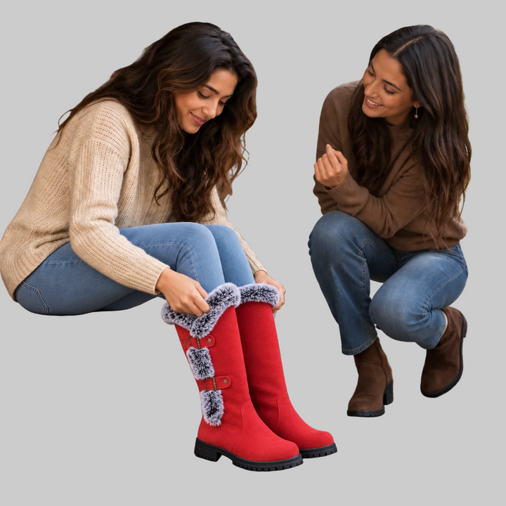 Fur-Trimmed Suede Knee-High Winter Boots