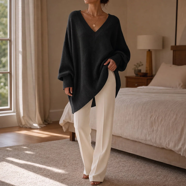 Women's Oversized V-Neck Knit Jumper