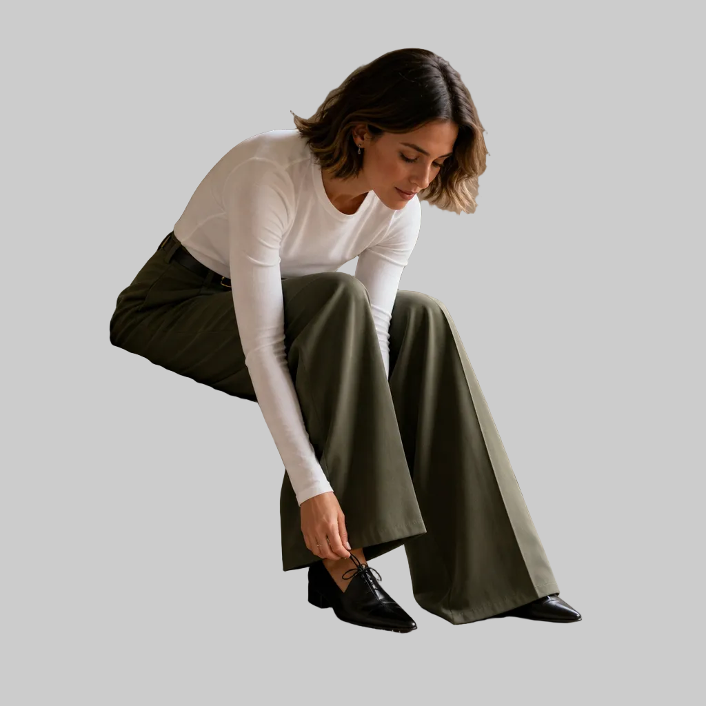 Pleated High-Waisted Wide-Leg Trousers