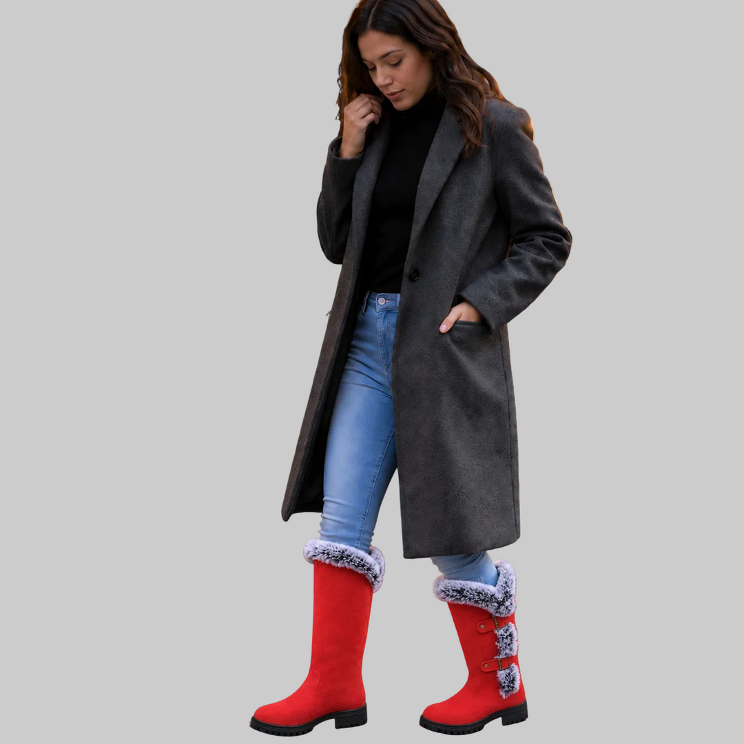 Fur-Trimmed Suede Knee-High Winter Boots