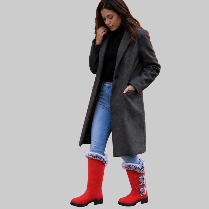 Fur-Trimmed Suede Knee-High Winter Boots
