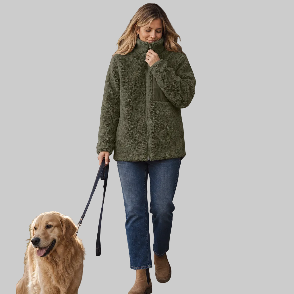 Women's Fleece-Look Zip-Up Winter Jacket