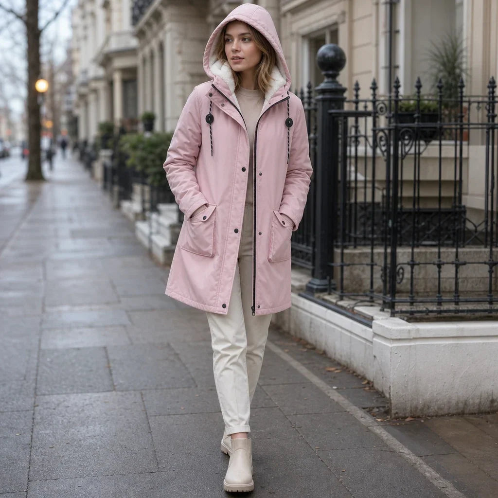 Women's Long Hooded Lined Parka Coat