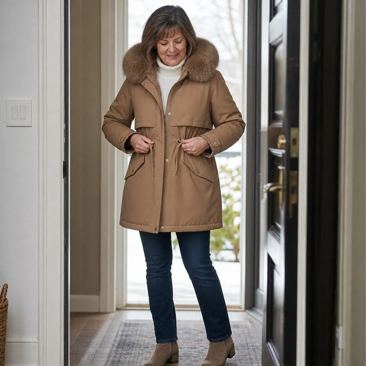 Women's Plush-Lined Hooded Mid-Length Parka