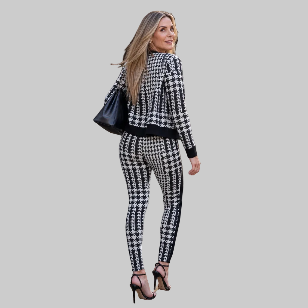 Women's Three-Piece Knitted Co-ord Set with Cardigan, Bandeau Top and Trousers