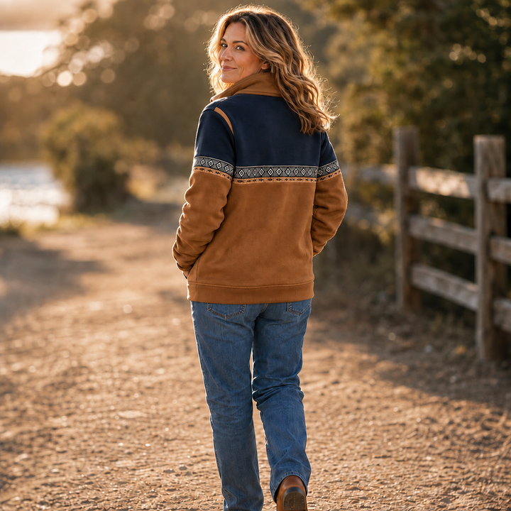 Women's Sherpa Collar Colour-Block Half-Zip Pullover