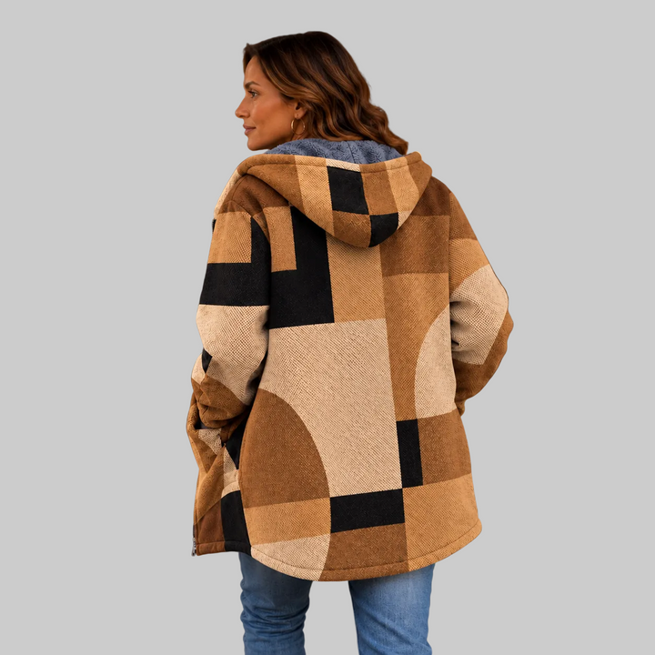 Geometric Colour-Block Hooded Jacket