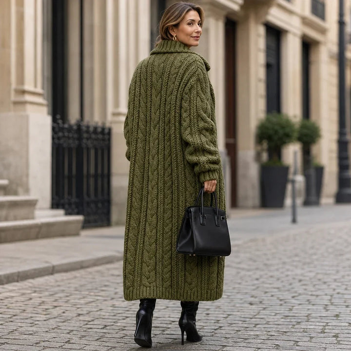 Women's Oversized Cable-Knit Longline Cardigan