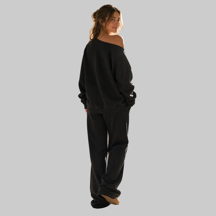 Contrast-Piped Wide-Leg Lounge Set
