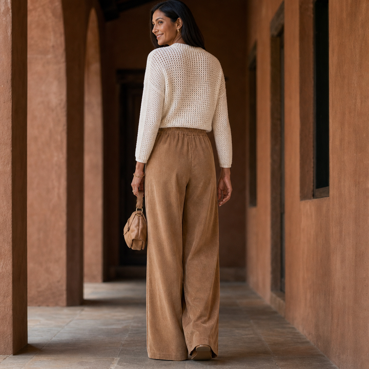 Women's Ribbed Corduroy Wide-Leg Trousers