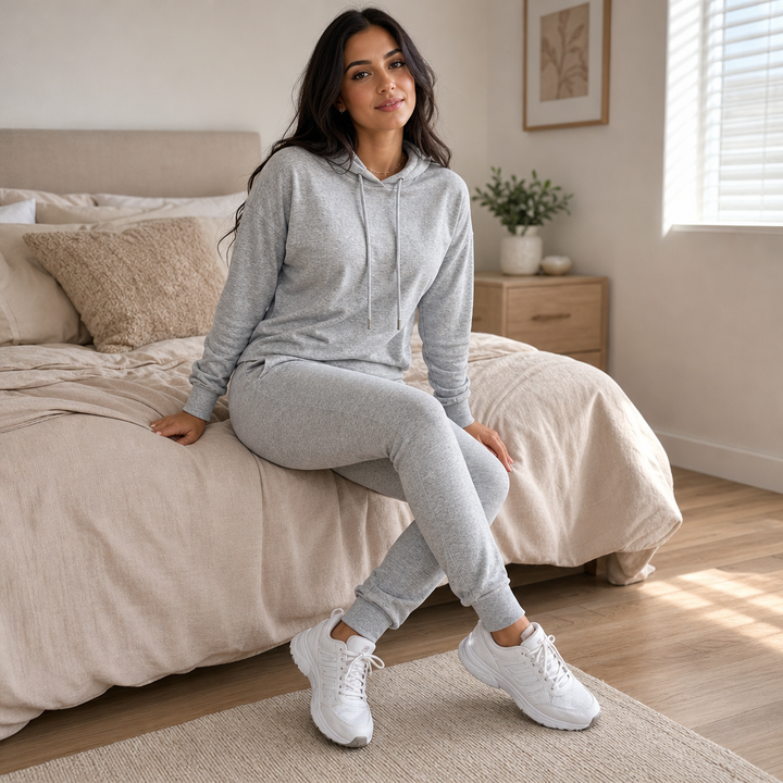 Hooded Top and Slim-Fit Trousers Lounge Set