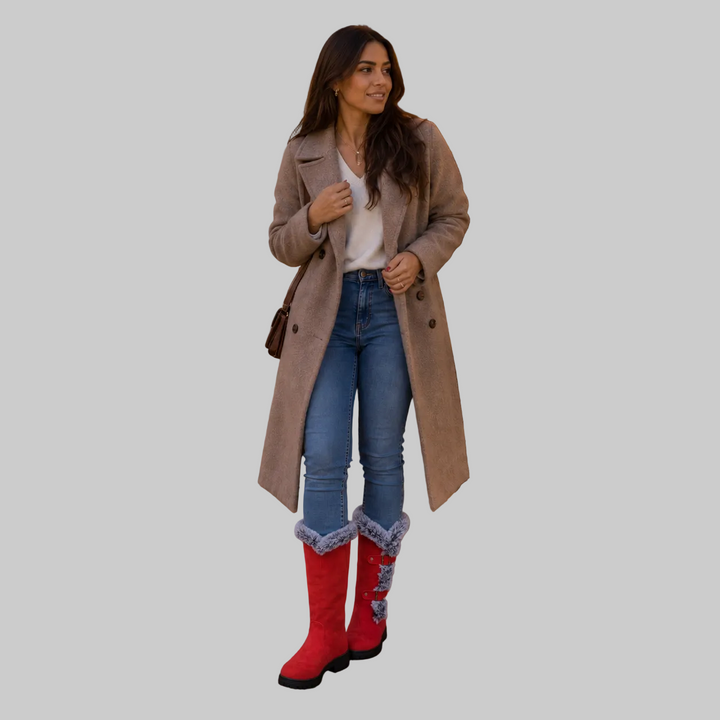 Fur-Trimmed Suede Knee-High Winter Boots