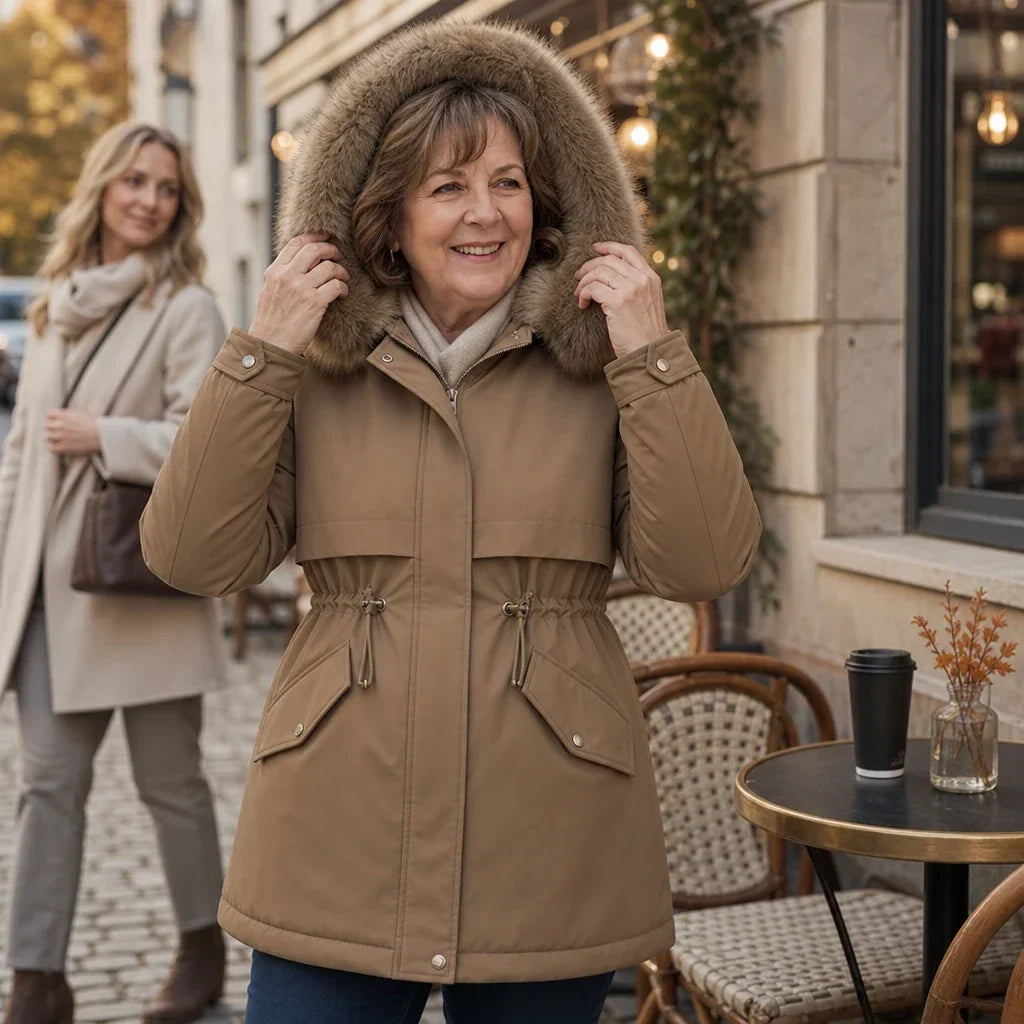 Women's Plush-Lined Hooded Mid-Length Parka