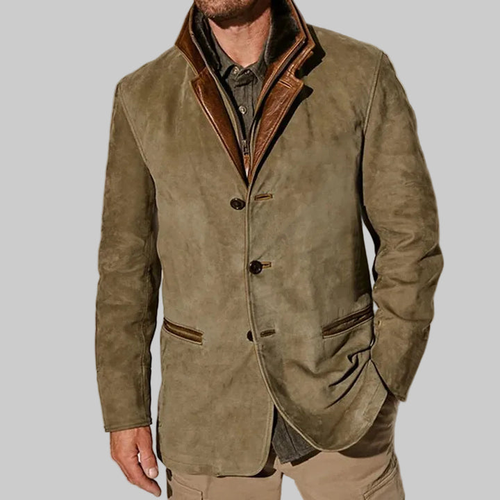 Relaxed Fit Vintage Jacket with Leather-Effect Details
