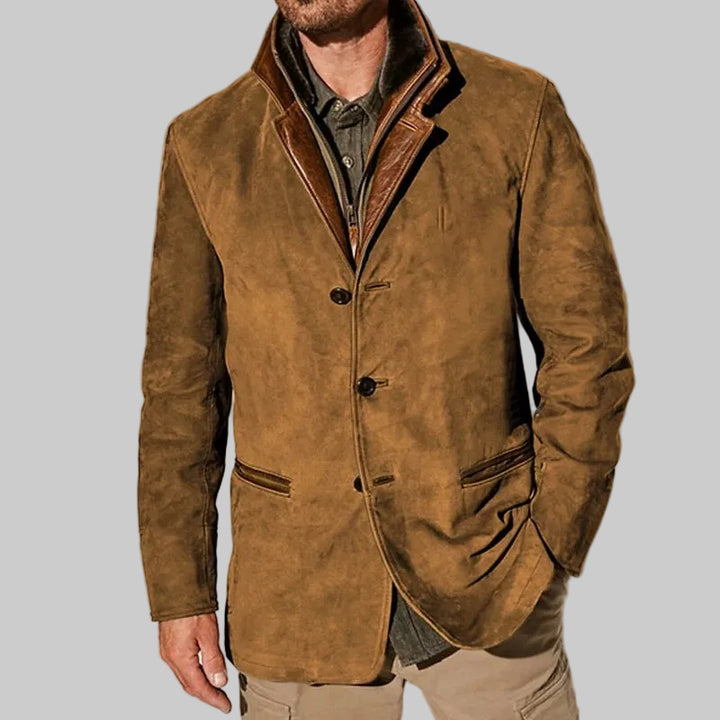 Relaxed Fit Vintage Jacket with Leather-Effect Details