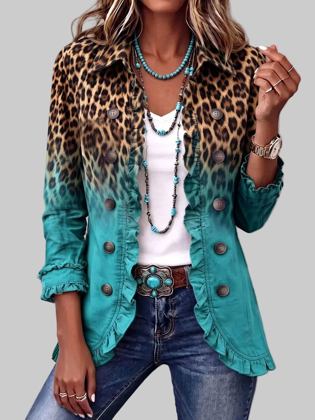 Boho Ruffled Button Jacket