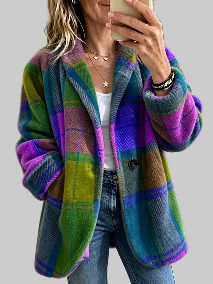 Relaxed Fit Checked Jacket with Soft Brushed Finish