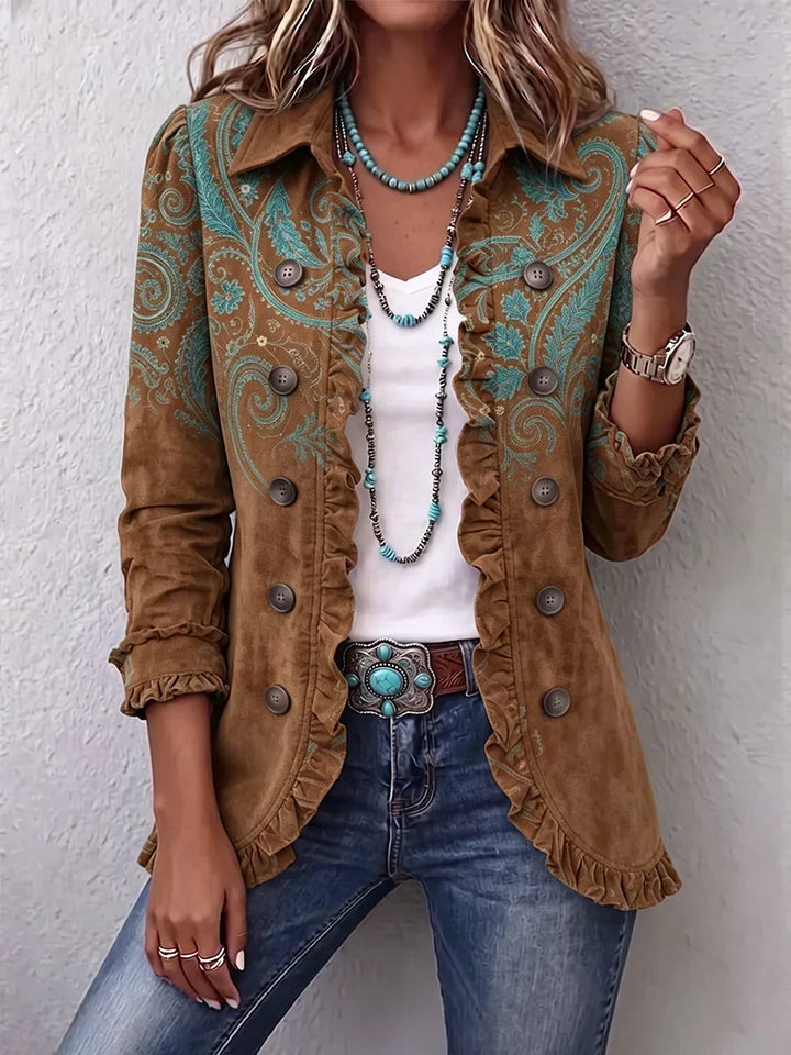 Boho Ruffled Button Jacket