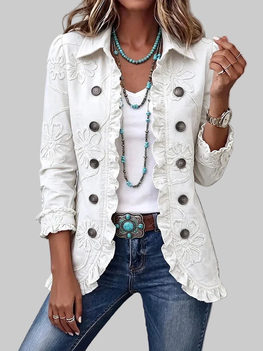 Boho Ruffled Button Jacket