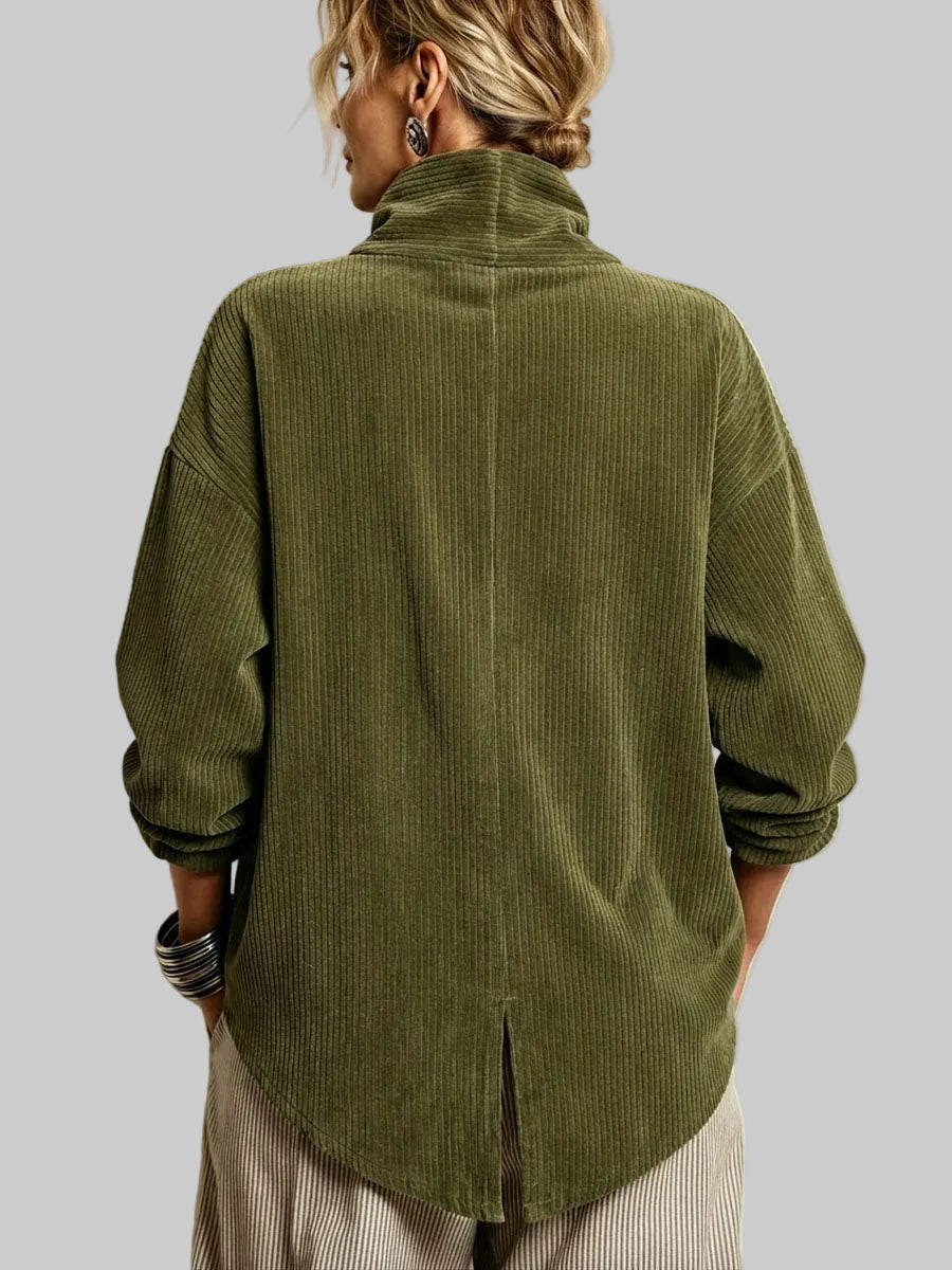 Textured High Neck Jumper with Asymmetric Button Front