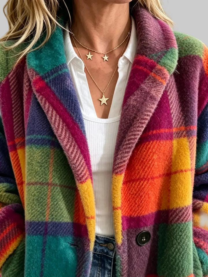 Relaxed Fit Checked Jacket with Soft Brushed Finish