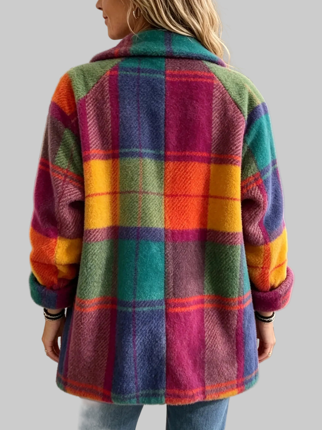 Relaxed Fit Checked Jacket with Soft Brushed Finish